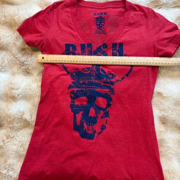 Rush Graphic Skull V-Neck Tee - Red & Navy women’s size large - Picture 4 of 8
